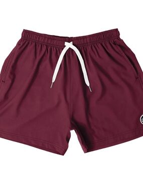 Cove Men's Maroon Athletic Hybrid Shorts with White Drawstring